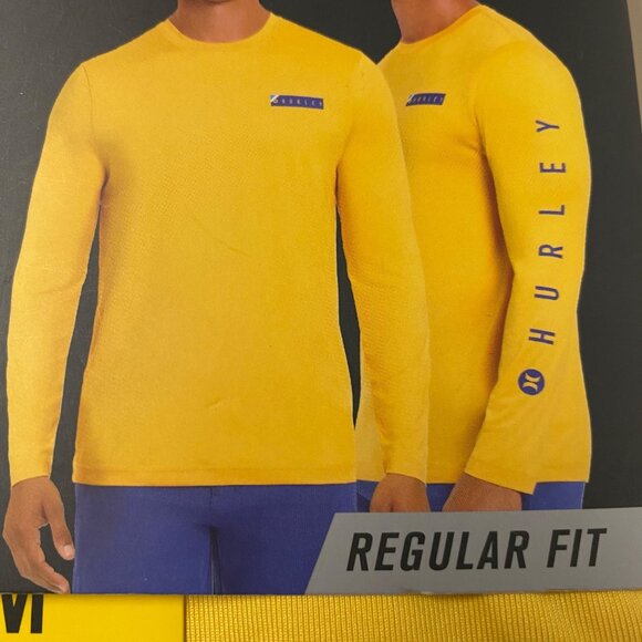 Hurley Mens Yellow Long Sleeve Sunshirt UPF 50+ Hybrid Stretch Regular Fit M nwt - Picture 1 of 4
